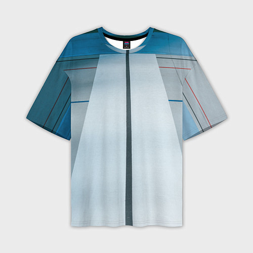 Мужская футболка оверсайз Абстрактные линии и цветные пластины / 3D-принт – фото 1
