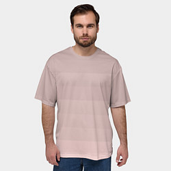Футболка оверсайз мужская Монохромный полосатый розовато-бежевый, цвет: 3D-принт — фото 2