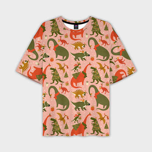 Мужская футболка оверсайз Dinosaurs with gifts / 3D-принт – фото 1