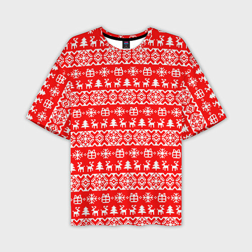 Мужская футболка оверсайз New Years winter pattern / 3D-принт – фото 1