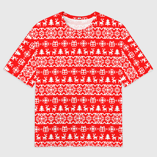 Мужская футболка оверсайз New Years winter pattern / 3D-принт – фото 1