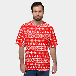 Футболка оверсайз мужская New Years winter pattern, цвет: 3D-принт — фото 2