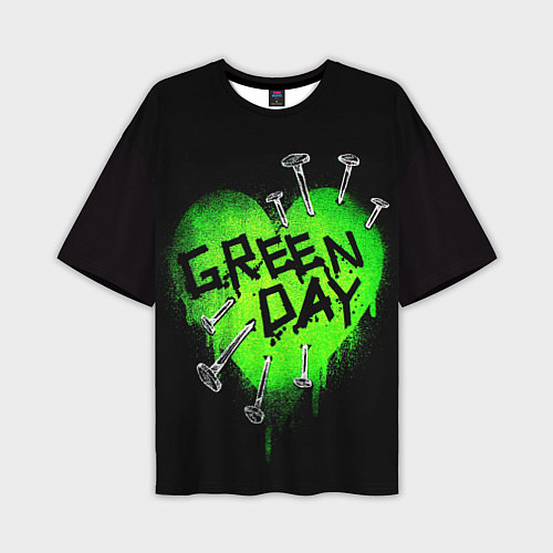 Мужская футболка оверсайз Green day heart nails / 3D-принт – фото 1
