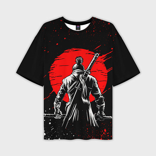 Мужская футболка оверсайз Самурай - красное солнце / 3D-принт – фото 1