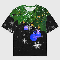 Мужская футболка оверсайз Новогодние шарики