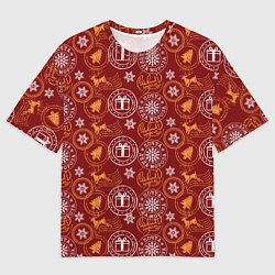 Футболка оверсайз мужская Новогодние печати, цвет: 3D-принт