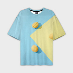 Мужская футболка оверсайз Жёлтый и голубой цвета и абрикосы
