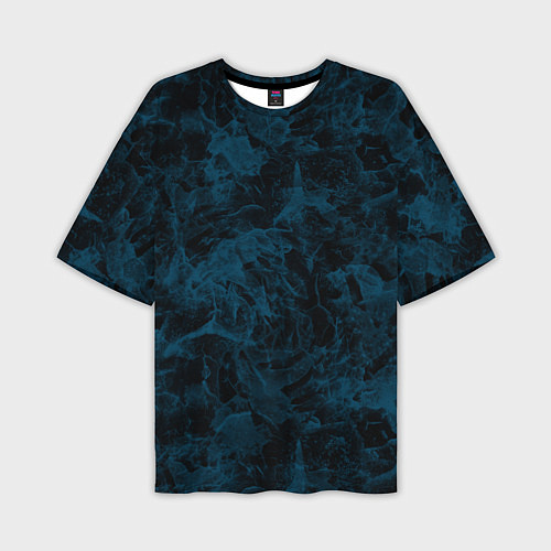 Мужская футболка оверсайз Синий и черный мраморный узор / 3D-принт – фото 1