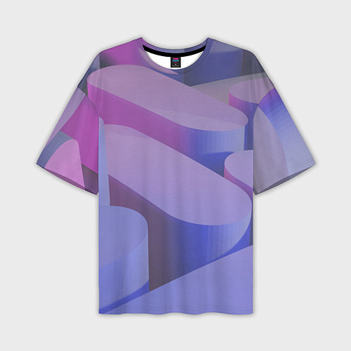Мужская футболка оверсайз Абстрактные фиолетовые прямоугольники со скругленн / 3D-принт – фото 1