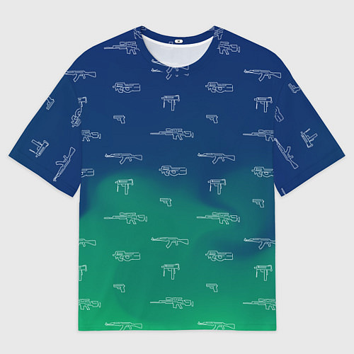 Мужская футболка оверсайз Стволы автоматы паттерн / 3D-принт – фото 1
