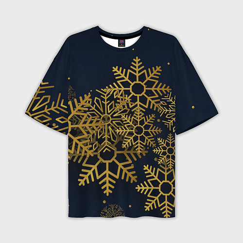 Мужская футболка оверсайз Золотые снежинки / 3D-принт – фото 1