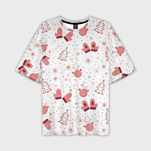 Мужская футболка оверсайз Зимнее розовое настроение / 3D-принт – фото 1