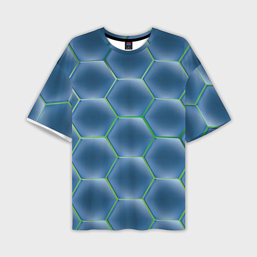 Мужская футболка оверсайз Синии шестигранники / 3D-принт – фото 1