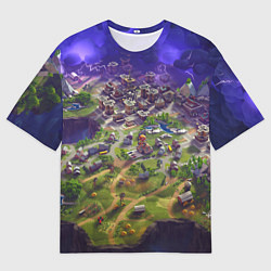 Мужская футболка оверсайз Фортнайт карта