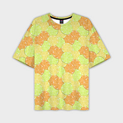Мужская футболка оверсайз Апельсин, лайм и лимон