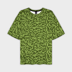 Мужская футболка оверсайз Милитари листья в полоску