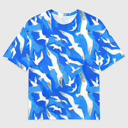 Футболка оверсайз мужская Летящие чайки в небе, цвет: 3D-принт