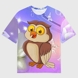 Футболка оверсайз мужская Счатливая сова, цвет: 3D-принт