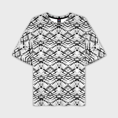 Мужская футболка оверсайз Черно белый геометрический узор / 3D-принт – фото 1