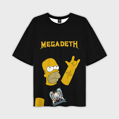 Мужская футболка оверсайз Megadeth Гомер Симпсон рокер / 3D-принт – фото 1