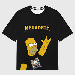 Футболка оверсайз мужская Megadeth Гомер Симпсон рокер, цвет: 3D-принт