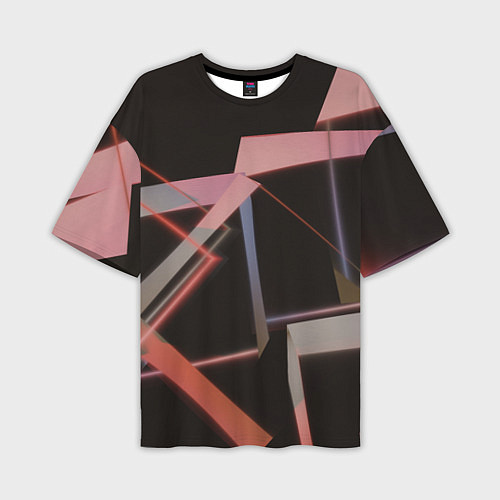 Мужская футболка оверсайз Абстрактные розовые стеклянные блоки / 3D-принт – фото 1