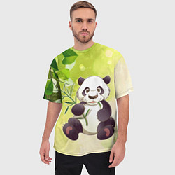 Футболка оверсайз мужская Панда на фоне листьев, цвет: 3D-принт — фото 2