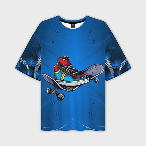 Мужская футболка оверсайз Кроссовок на поломанном скейте / 3D-принт – фото 1