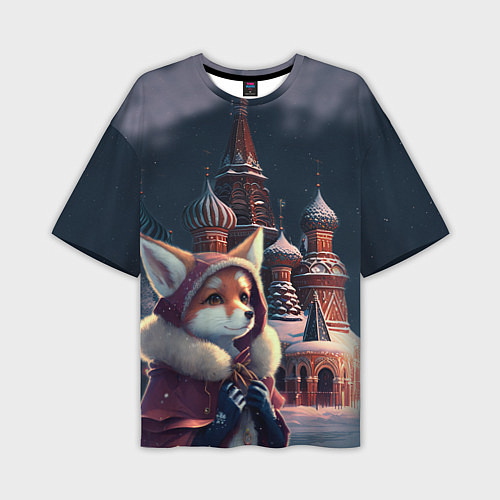 Мужская футболка оверсайз Лиса на Красной площади / 3D-принт – фото 1