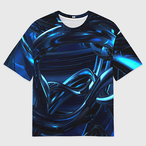 Мужская футболка оверсайз Фрактальный узор волны / 3D-принт – фото 1