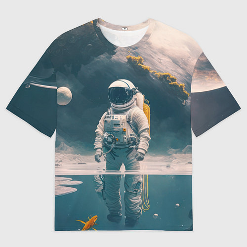 Мужская футболка оверсайз Космонавт в воде на другой планете / 3D-принт – фото 1