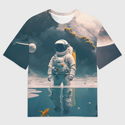 Футболка оверсайз мужская Космонавт в воде на другой планете, цвет: 3D-принт