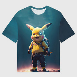 Мужская футболка оверсайз Пикачу в стиле стимпанка нейросети