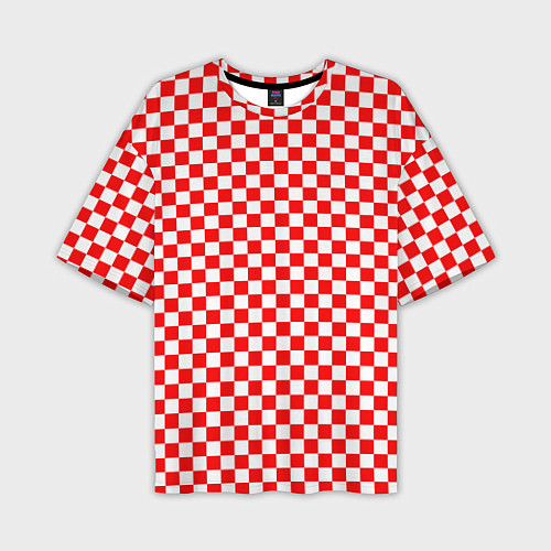 Мужская футболка оверсайз Красные и белые квадраты / 3D-принт – фото 1