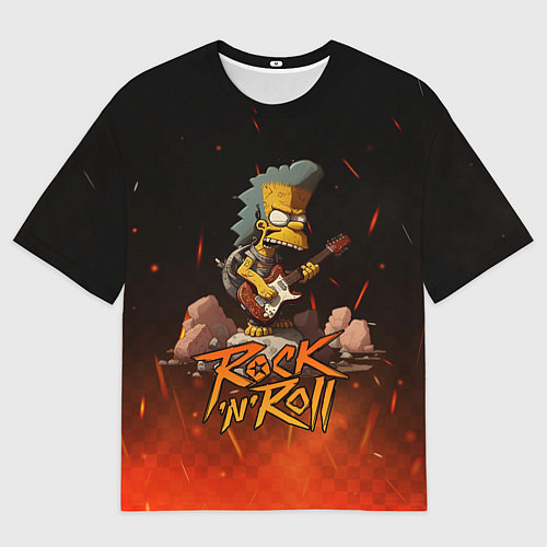 Мужская футболка оверсайз Rock n roll fire Simpsons / 3D-принт – фото 1