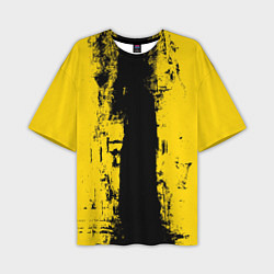 Мужская футболка оверсайз Вертикальная черно-желтая полоса Cyberpunk 2077