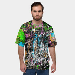 Футболка оверсайз мужская Красочный фон в стиле гранж, цвет: 3D-принт — фото 2
