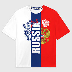 Мужская футболка оверсайз Russia national team: white blue red