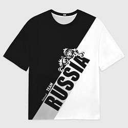 Мужская футболка оверсайз Russia national team: black and white lines