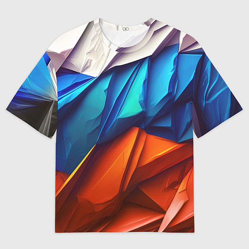 Мужская футболка оверсайз Российский флаг на скале / 3D-принт – фото 1
