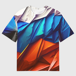 Футболка оверсайз мужская Российский флаг на скале, цвет: 3D-принт