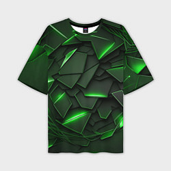 Футболка оверсайз мужская Зеленые объемные осколки, цвет: 3D-принт