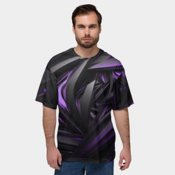Футболка оверсайз мужская Черно-фиолетовые объекты, цвет: 3D-принт — фото 2