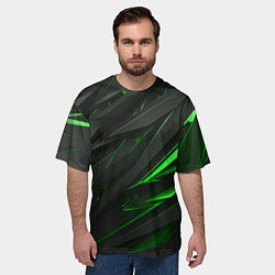 Футболка оверсайз мужская Черные объекты в зеленым свечением, цвет: 3D-принт — фото 2
