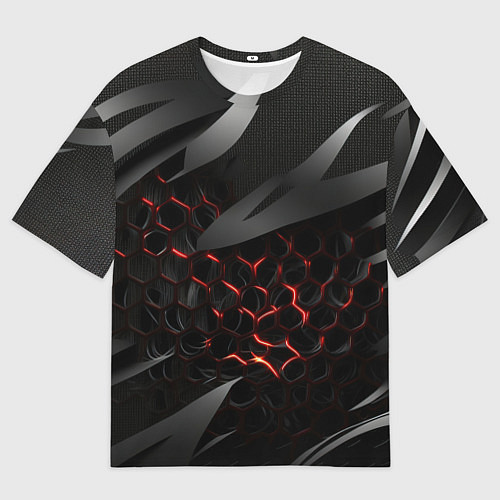 Мужская футболка оверсайз Black and red abstract / 3D-принт – фото 1