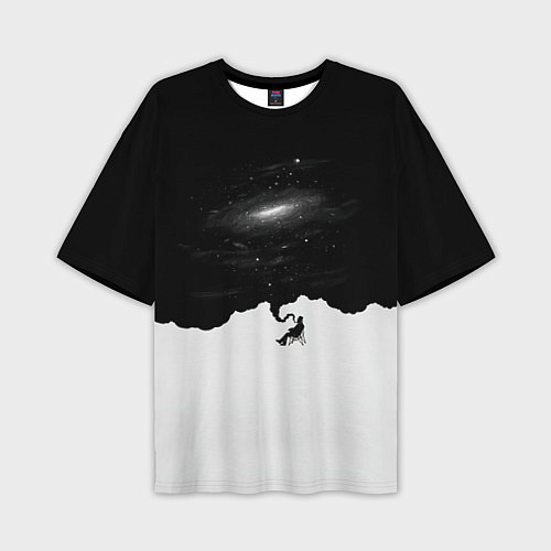 Мужская футболка оверсайз Черно-белая галактика / 3D-принт – фото 1