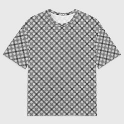 Мужская футболка оверсайз Серый узор в косую клетку