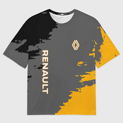 Футболка оверсайз мужская Renault черно-желтые брызги, цвет: 3D-принт