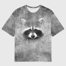 Футболка оверсайз мужская Енот - grunge style texture, цвет: 3D-принт