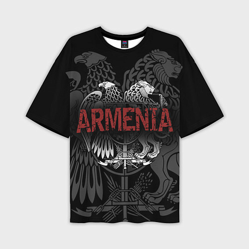 Мужская футболка оверсайз Герб Армении с надписью Armenia / 3D-принт – фото 1